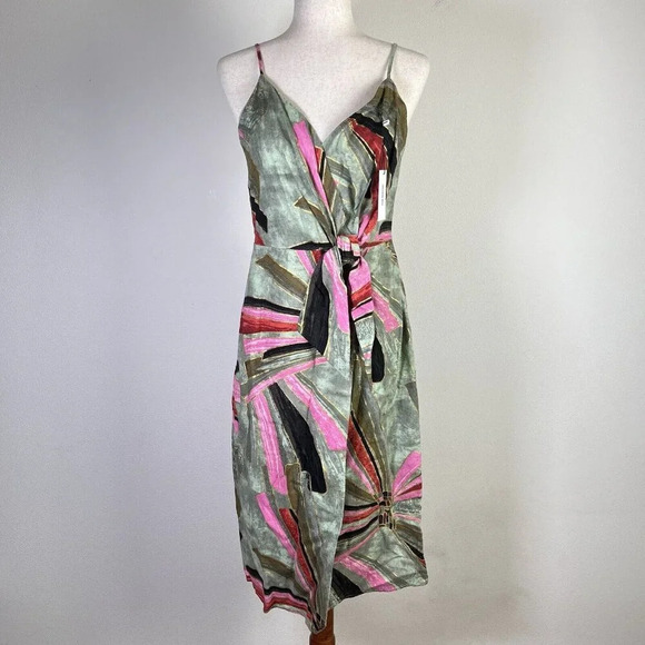 Jason Wu Dresses & Skirts - Jason Wu NWT Mini Sheath Dress Linen Blend Green Pink Tropical MSRP $425‎